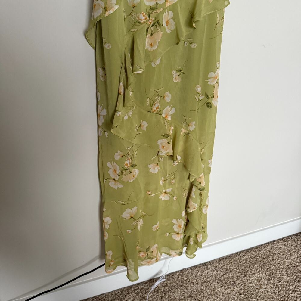 Blu Pepper Womens Cascading Ruffle Dress XL Green Maxi Floral Cottage Romantic - Picture 4 of 8